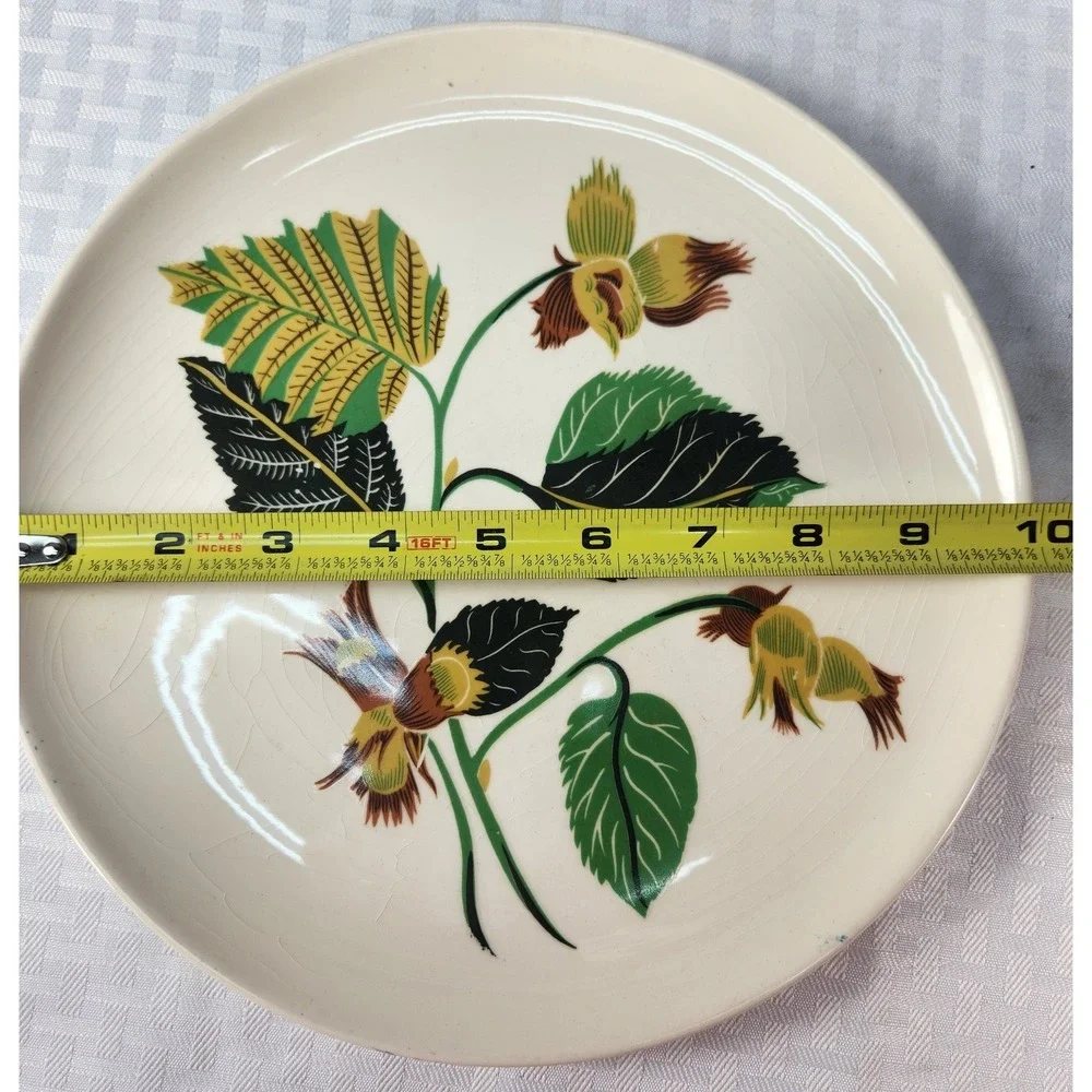 Ballerina China Hazelnut Potteries Leaves & Nuts Set of 8 Dinner Plates